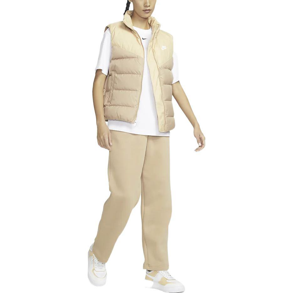 Nike Color Block Stand Collar Zip Brand Logo Printed Vest Women Vest Light-Yellow DQ6897-200