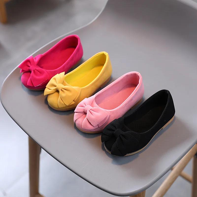 Children's Leather Shoes Sweet Chic Bowknot Ballet Flats for Girls Fashion Soft Versatile Kids Causal Princess Loafers Elegant