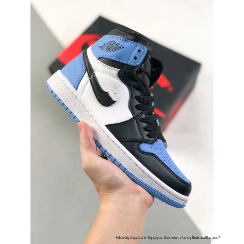 Buckle Broken Unisex Chicago High-Top AJ1 Basketball Shoes, Panda Black White