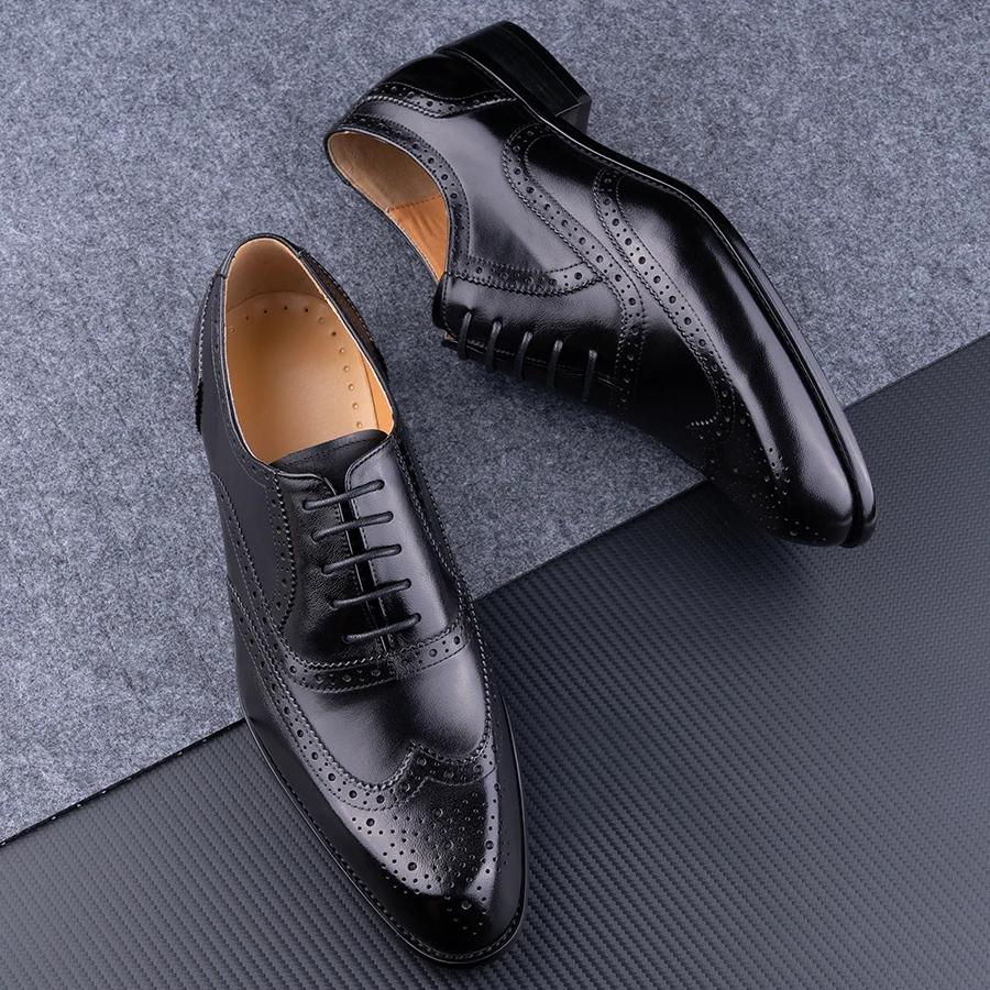 Fashion Fashion New Trend Oxford Shoe Mens Handmade Carving Craft Wedding Party Shoes Elegant Genuine Leather Lace Up Derby Shoes