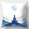 4pcs/set, Sofa Pillowcase, Zen Meditation Style Pillowcase, 17.7" * 17.7", Single-Sided Print, Home Decoration, Sofa Waist Pillo