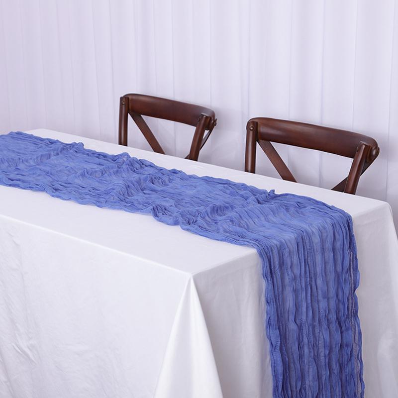 Wrinkle Gauze Table Runner Cheesecloth Semi-Sheer Table Setting Dining Wedding Party Christmas House Banquets Arches Decor