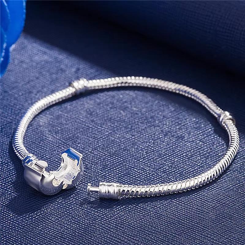 Handmade Original Fine Jewelry 925 Silver Charm Bracelet Soft and Smooth Snake Bone Bracelet for Women