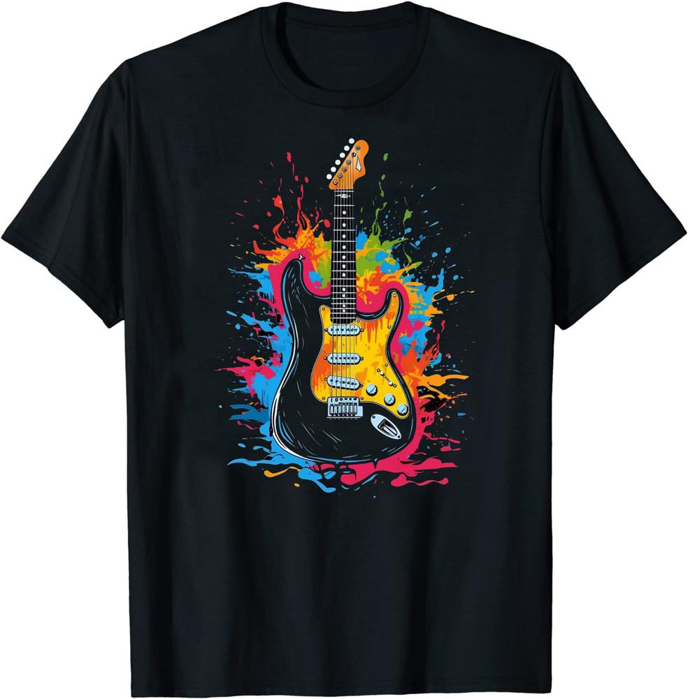 Electric Guitar Painting Rock Music Lover and Musicians T-Shirt Size S-5XL