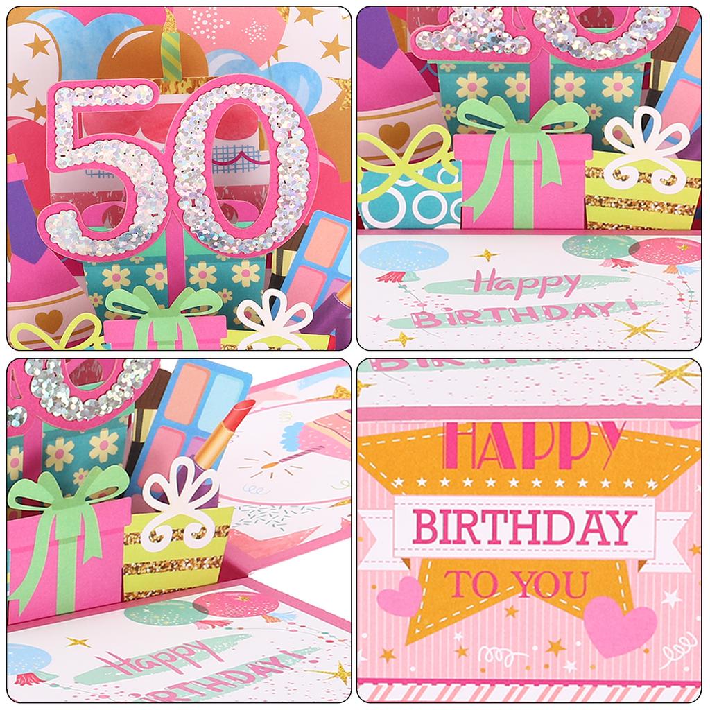 Uxcell 3D Unique Pop Up Birthday Card Kids Boy Baby Shower First Birthday Party Greeting Cards Handmade Miniatures Postcard Gift