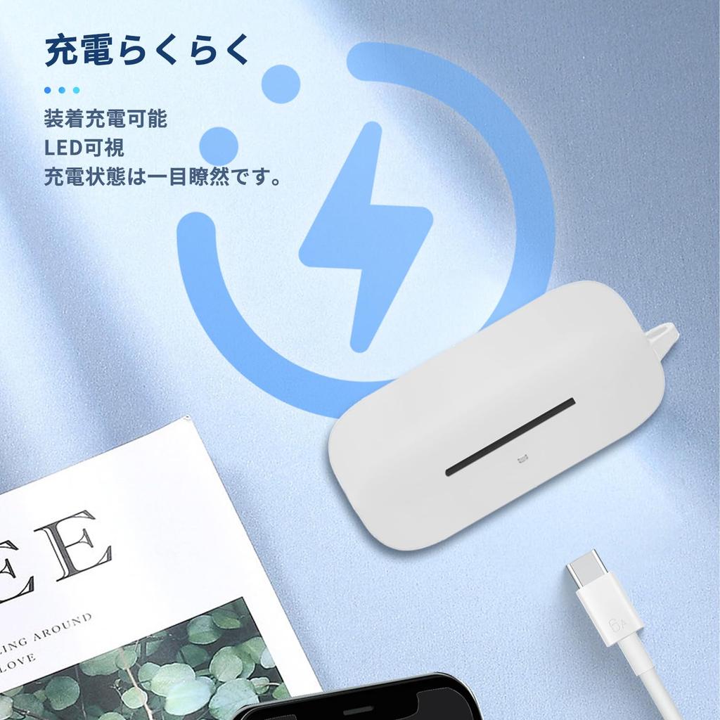 For Sony Case Cover Wireless Earphone Silicone Protective Case Carabiner Drop Scratch Dustproof WF-C510 [NOUKAJU] (With + Strap) Prevention,