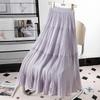 DIMANAF 2026 Summer Women New Skirts Chiffon Solid Elastic Waist Pleated Mesh Elegant Skirts