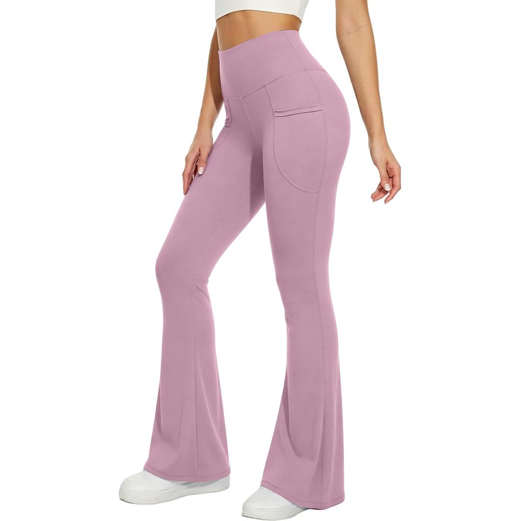 Women’s High Waist Flare Leg Yoga Pants with Wide Leg Design and Side Pocket for Comfortable Fit and Active Lifestyle