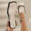 Fashion Women Platform Sandals Low Heels Elegant Square Toe Flat Anti-Slip Comfortable Designer Shoes
