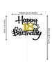 1Pcs Black Gold Happy 10 Birthday Cake Topper 10th 20th 30th 40th 50th 60th Loves & Wishes Party Decorations for Birthday Party
