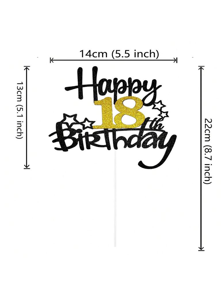 1Pcs Black Gold Happy 10 Birthday Cake Topper 10th 20th 30th 40th 50th 60th Loves & Wishes Party Decorations for Birthday Party