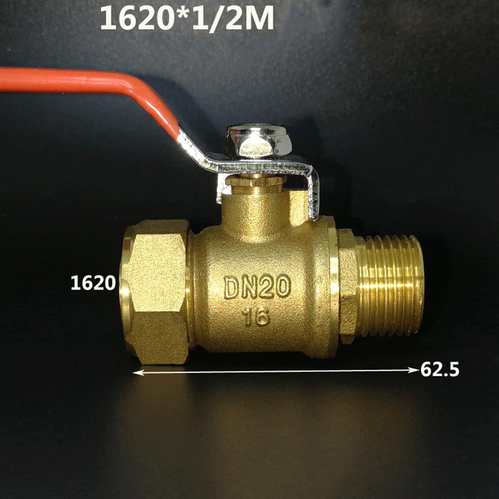 Brass Nickelage DN15 DN20 Male/Female Thread Ball Valve 1216/1418/1620/2025/2632 Pex Pipe Fitting Aluminum Plastic Pipe Fittings