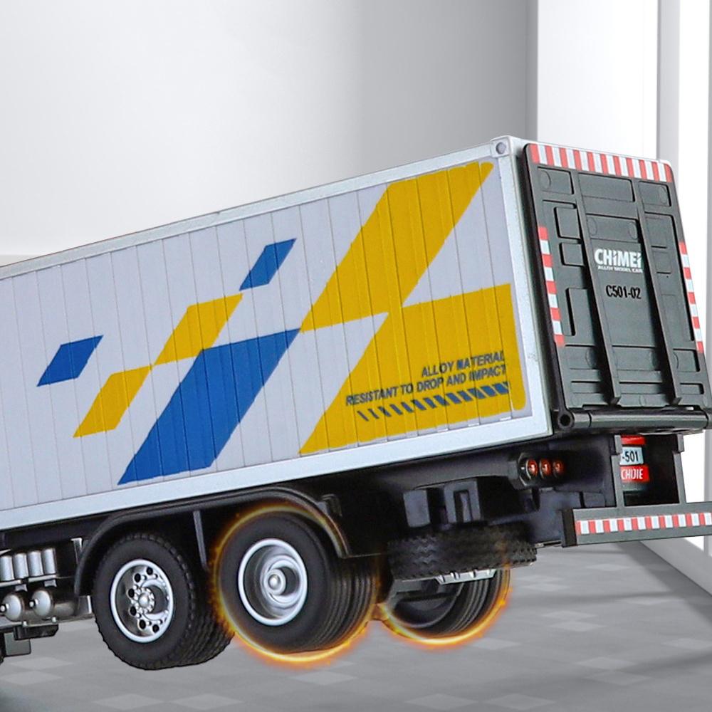 1:32 Container Transport Legering Miniatuur Vrachtwagen Model Diecast Metaal Schaalmodel Auto GeluidLicht Collectie Kinder Speelgoedauto Cadeau