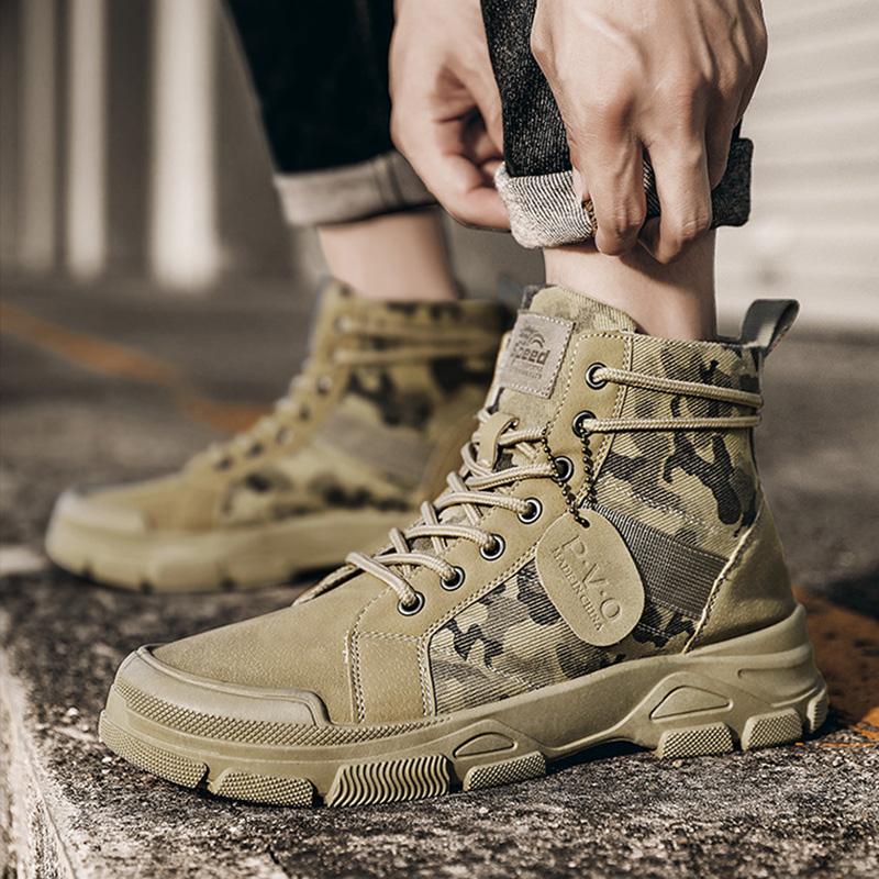 Spring Autumn Shoes Mens Fashion Deserts Boots Camouflage Street Style Cloth Ankle Boots Brand Male Footwear