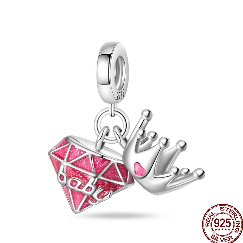 925 Silver Romantic Princess Pink Dress Lipstick Dancing Shoes Charm Beads For 3MM 925 Original Bracelet Jewelry