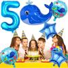 5th Birthday Whale Balloons, Blue, 9 Count, Ocean Theme, Boys & Girls
