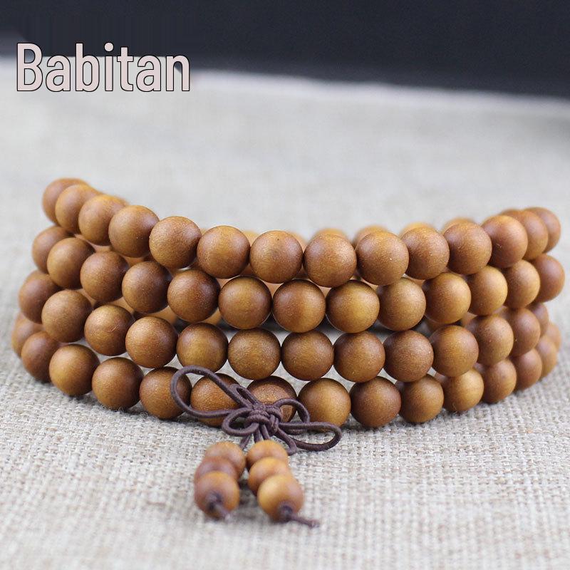Wooden Sandalwood Buddhist Bead Bracelets - 108 Beads, Unisex Jewelry for Couples
