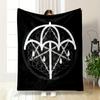 White Umbrella & Geometric Pattern Design Warm Blanket Flannel Blanket for Bedroom, Living Room, Sofa, and Nap