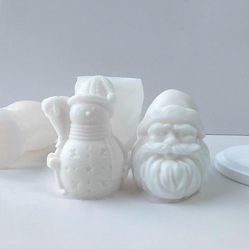 Santa Claus Candle Mold Festive Silicone Mold Beautiful Holiday Snowman Aromatherapys Resin Molds DIY Home Ornament