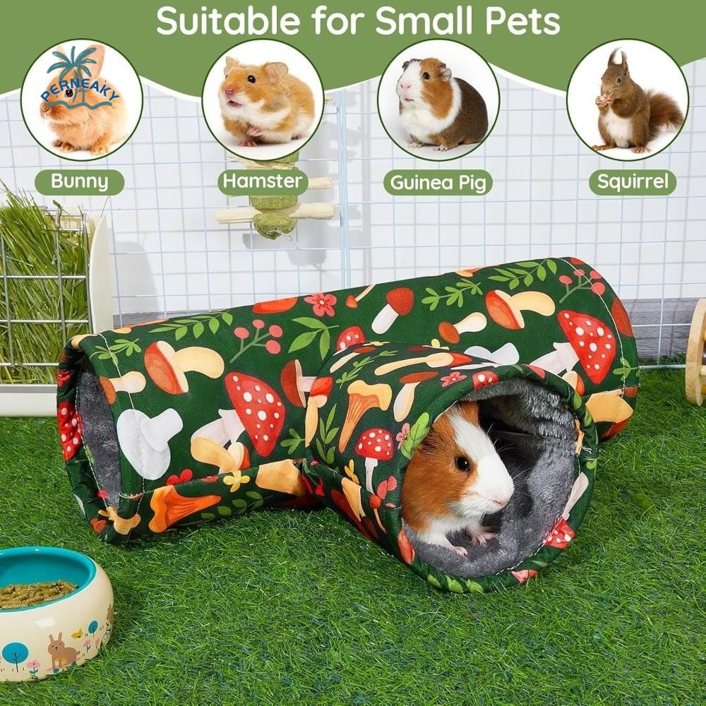 3 Holes Hamster Hideout Thickened Plush Guinea Pig Tunnel House Warm Flower Star Pattern Hamster Tunnel Habitat