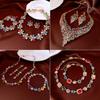 Vintage Kristall Blumen Schmuckset: Retro Hofstil Halskette & Ohrring Pulloverkette - Leichter Luxus & Elegantes Temperament