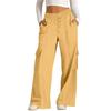 Women's Casual Fashion Solid Color Elastic Waist Drawstring Workwear Wide Leg Pants With Pockets