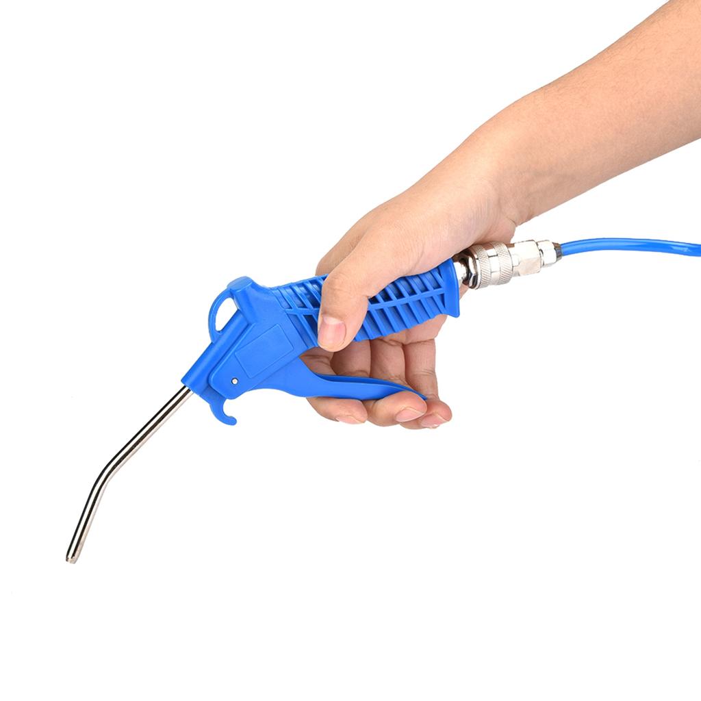 Blue Air Duster Gun Pneumatic Wind Blowing Kit Set with EU Connector PU Hose
