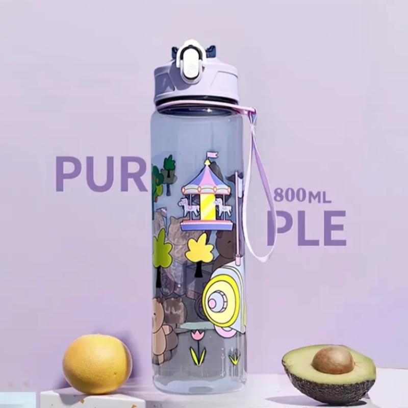 780ml Capybara Water Bottle For Kids Water Sippy Cup With Silicone Straw Leakproof Plastic Water Bottles Summer Kids Water Cup