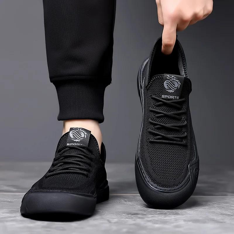 Pantofi Casual Tricotați de Vară pentru Bărbați Pantofi Sport Respirabili pentru Timp Liber Loafers Slip-on pentru Tineri