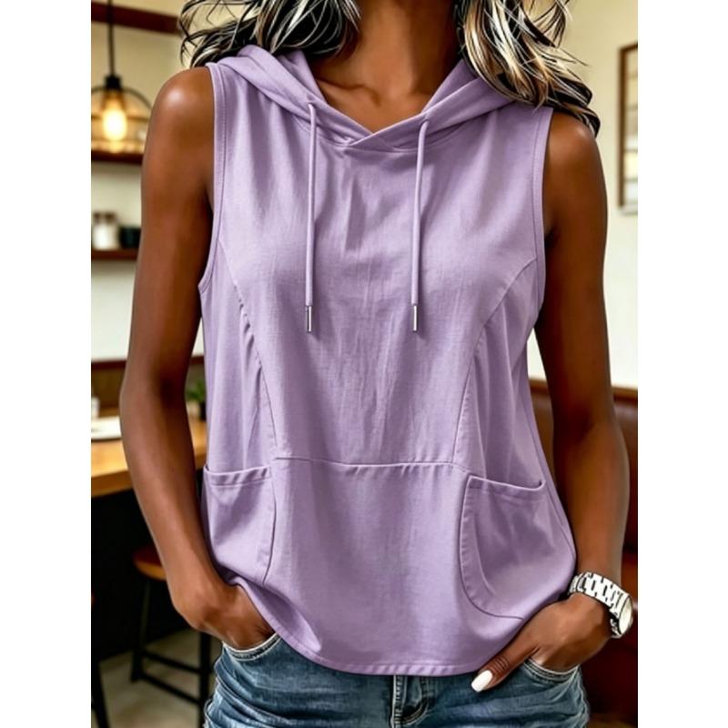 Women S Sleeveless Hooded Casual T Shirt Summer Top