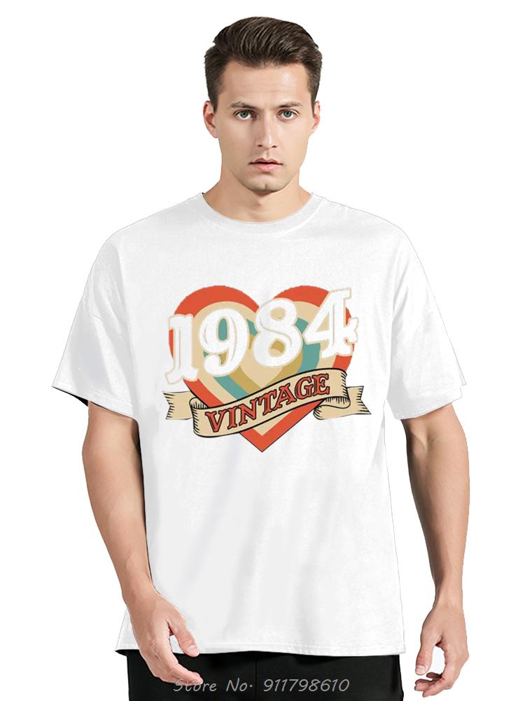 Vintage 1984 Birthday Cotton T Shirt For Oversized Cotton Clothing Retro T-shirts Born In 1984 Clothes Forunisex Tops Tee