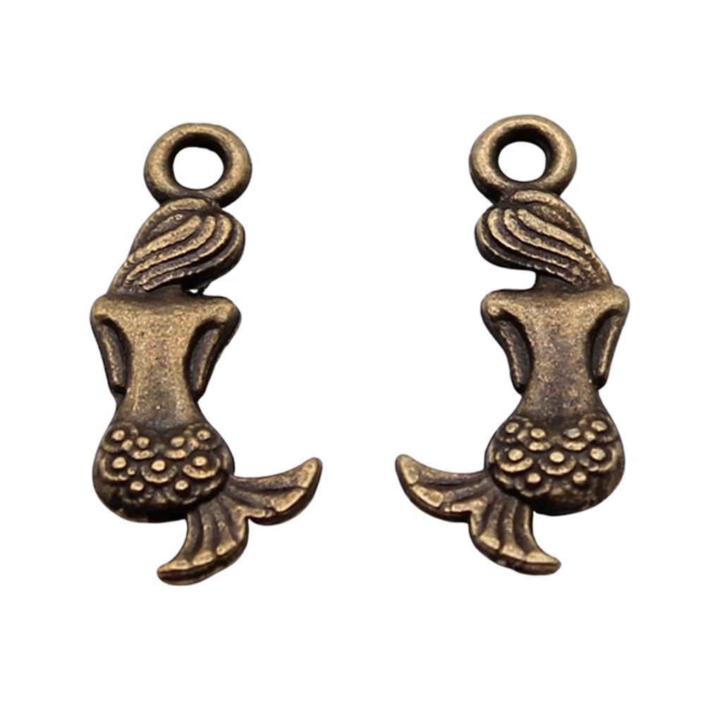Mermaid Skeleton Charms Gothic Alloy Pendants For Halloween DIY Jewelry Accessories