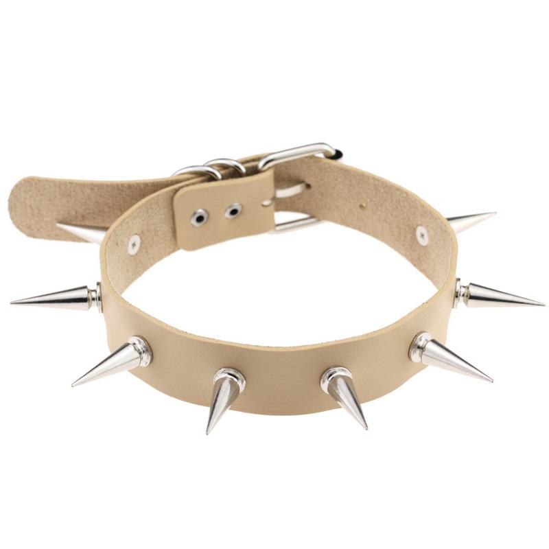 PU kožený gotický náhrdelník obojok Sexy špica okrúhly prsteň Kľúčna kosť Punk Rock Retiazka Choker Opasok Nastaviteľný golier Choker Cosplayer Halloween doplnok