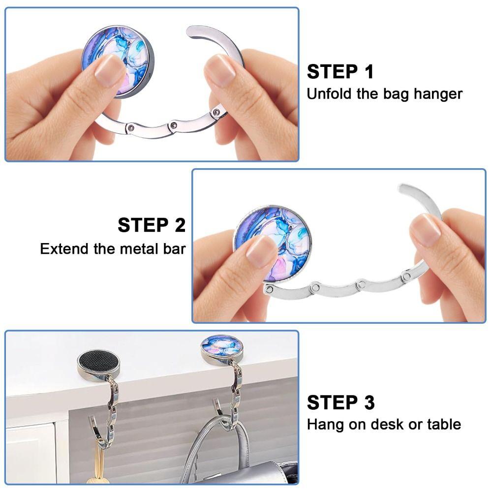 Portable Metal Handbag Hanger Space Saving Folding Foldable Bag Hook Organizer Multi-Functional Desktop Bag Hook For Desk