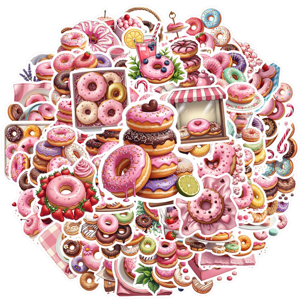 35-100pcs Sweet Donut Stickers Cute Stickers Aesthetic Kawaii Diy Travel Luggage Fridge Decal Graffiti Sticker