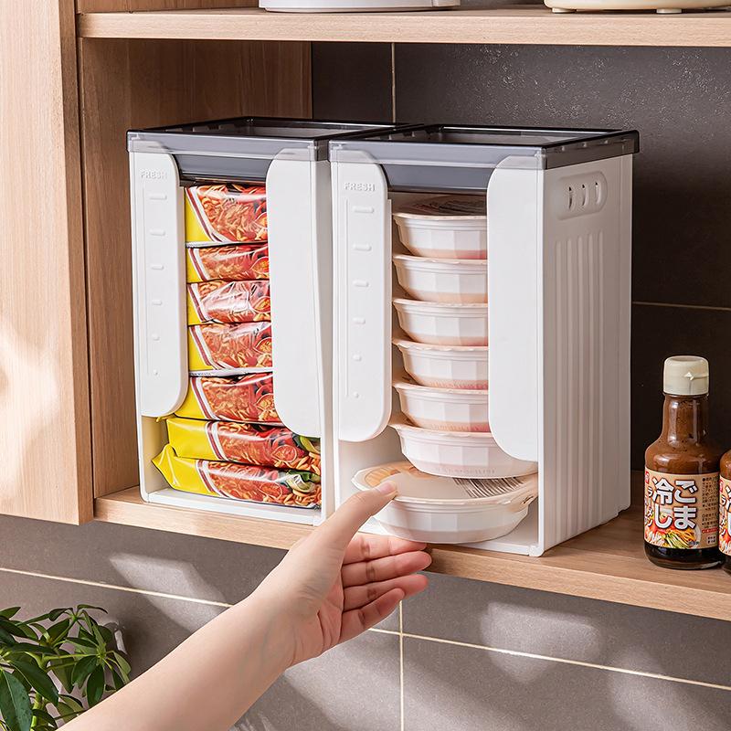 Large Capacity Instant Noodles Storage Box Plastic Folding Korean Ramen Storage Box Rectangular Space Saving