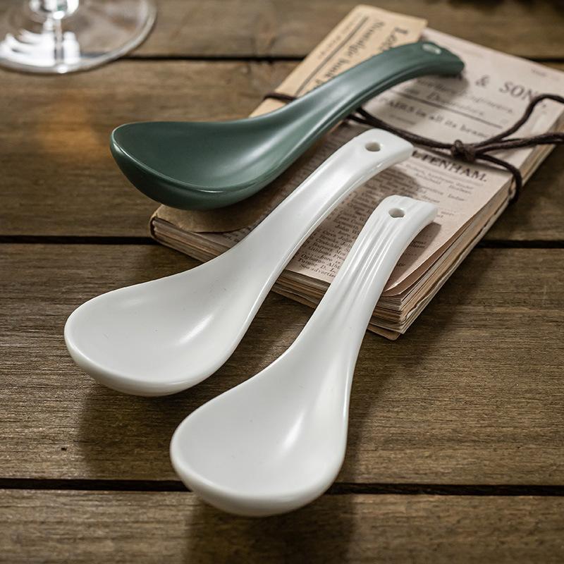 A Variety Of Colors, High-Value Small Spoon, Retro Style Solid Color Ceramic Spoon, Kitchen Household Small Spoon, Tableware Spoon
