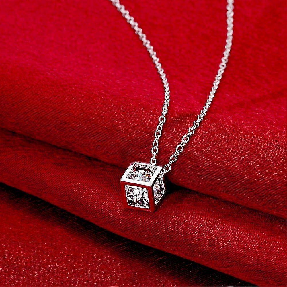 Women Chain Necklace Crystal Rhinestone Square Necklace Alloy Necklace Jewelry 25-26