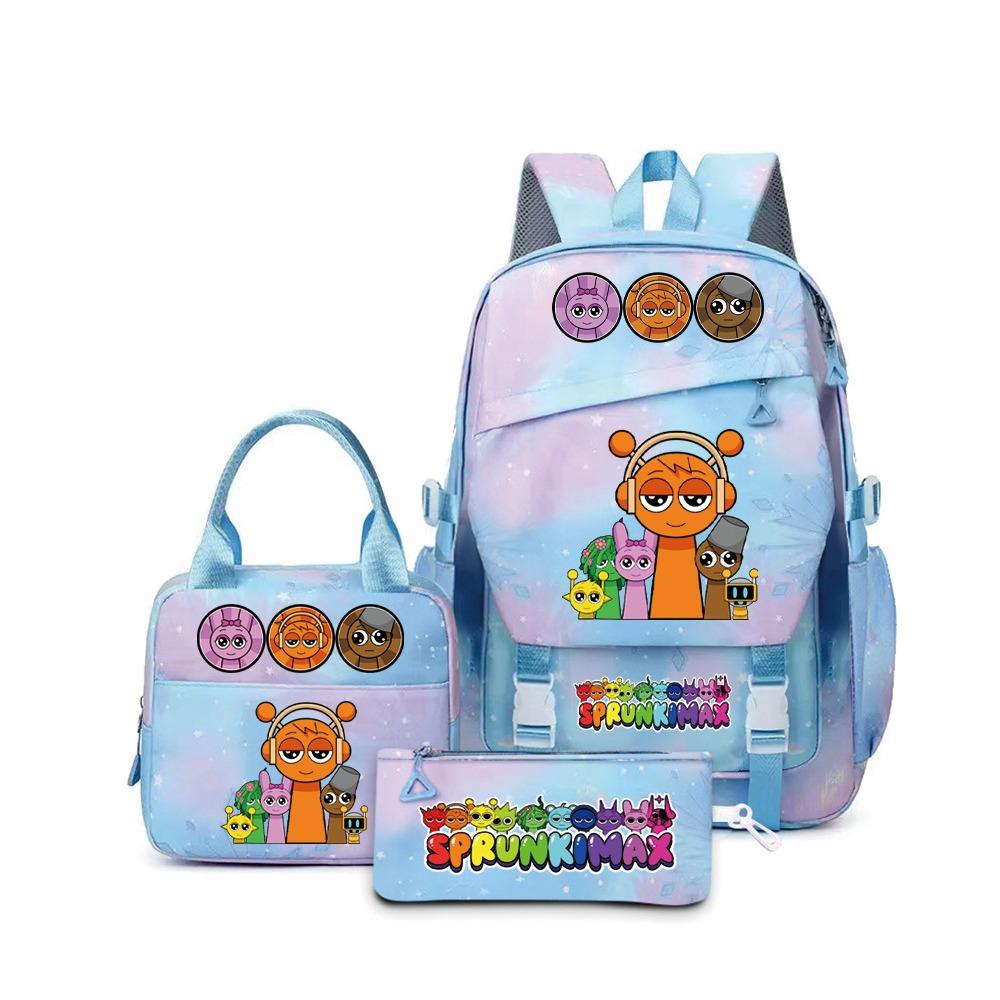 SprunkiPlush Rhythm Box School Bag Student Large Capacity Storage Backpack Backpack Three-piece Set L