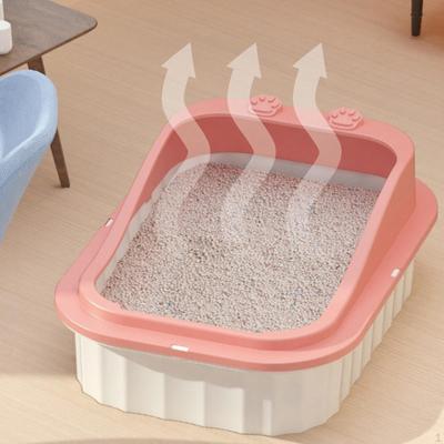 Cat Litter Box Kitty Pan Durable Basin Sand Splashproof Cartoon Appearance