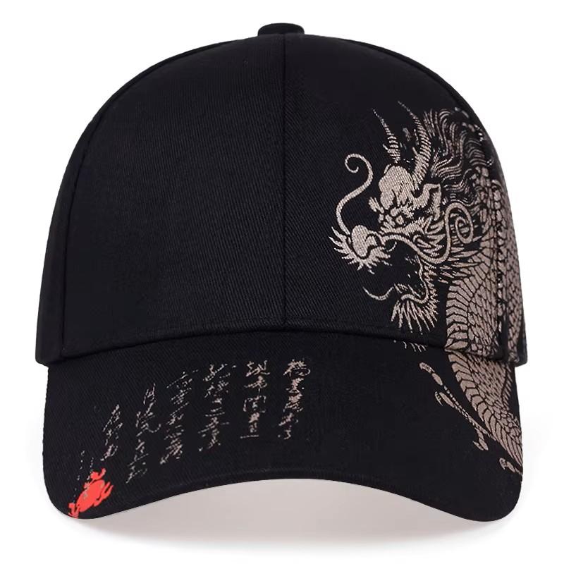 Cappellino da Baseball Stampato con Drago Cinese Dorato Unisex Uomo Donna Snapback Primavera Autunno Esterno Regolabile Cappello Casual Punk Rock Gotico Hip Hop