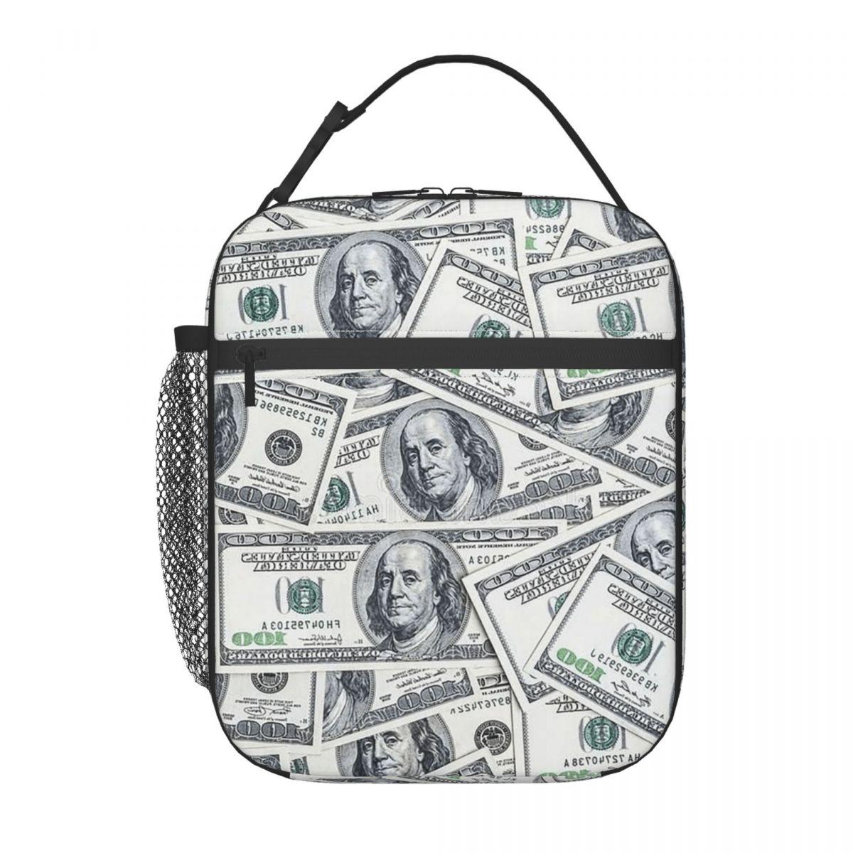 

Dollar Pattern Insulated Lunch Bag for Kids School Cooler Thermal Food Box Tote Portable Lunch Boxes Container One Size