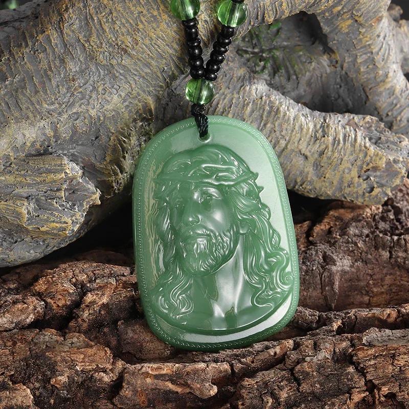 Exquisite Buddhistische Jade-Anhänger-Halskette für Männer und Frauen Religiöse Persönlichkeit Einfaches Amulett Party Kirchenzubehör