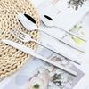 24Pcs Rainbow Color Cutlery Set Knife Fork Spoon with Rack Dinnerware Set Stainless Steel Tableware Flatware Kitchen Silverware with Storage Holder