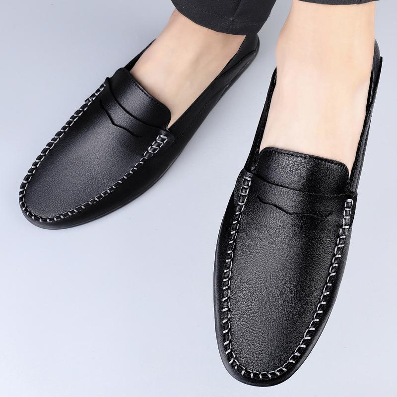 Fashion Spring Autumn Men Casual Shoes Fashion Handmade Microfiber Loafers Comfortable Breathable Non-Slip Rubber Sole Flat Shoes