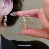Silver Needle Cubic Zirconia Star C-Shaped Stud Earrings - Sweet & Cool Style, High-End Retro Feel