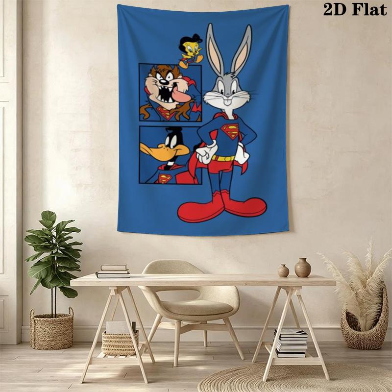 Looney Tunes Bugs Bunny Friends Tapestry Tapestry Background Cloth Fashion Print Wall Covering Decoration Christmas Gift Work Of Art