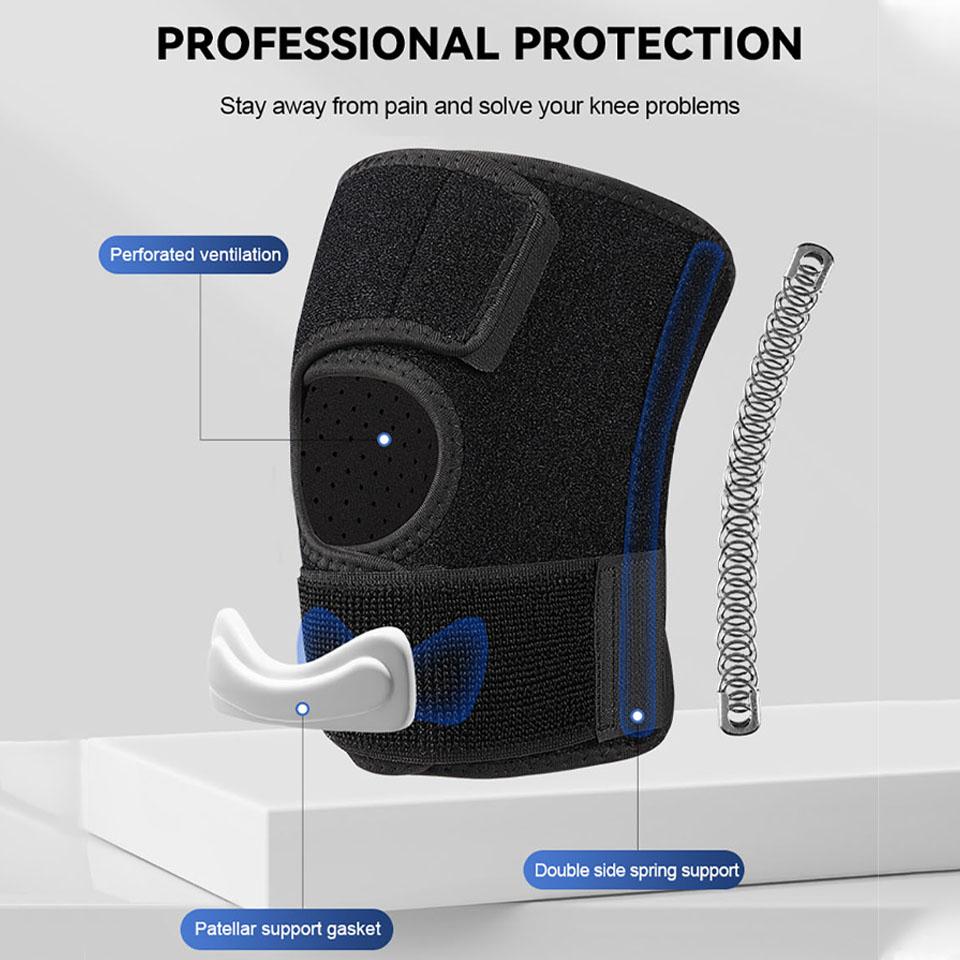 1Pcs Breathable Knee Pads Stabilize Patella Protect Meniscus Double-Sided Spring Support Binding Strap Winding Pressurization