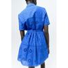 Spring New Fashion Socialite Style Lapel Short Sleeve with Belt Cut Out Embroider Dress 4786085