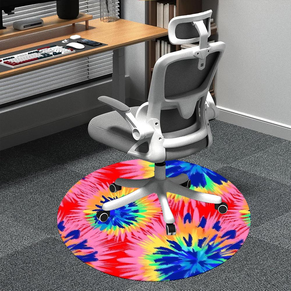 

1pc Tie-Dye Pattern Office Round Area Rug, Indoor Mat Suitable ForOffice, Under Office Chairs Bedroom Living Room Home Decor, Room Deco 035 80cm by 80cm